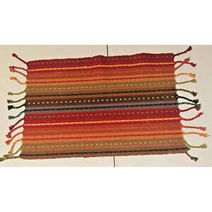 Pier1 Stripped Colorful Fiesta Fringe 4 Placemats 18.5”x13”
